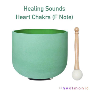 Crystal Singing Bowl | Heart Chakra (F Note) | Green Color - healmonic
